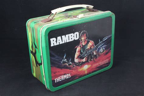 Vintage Rambo Metal Lunchbox 1985 Tin Lunch Box Pail